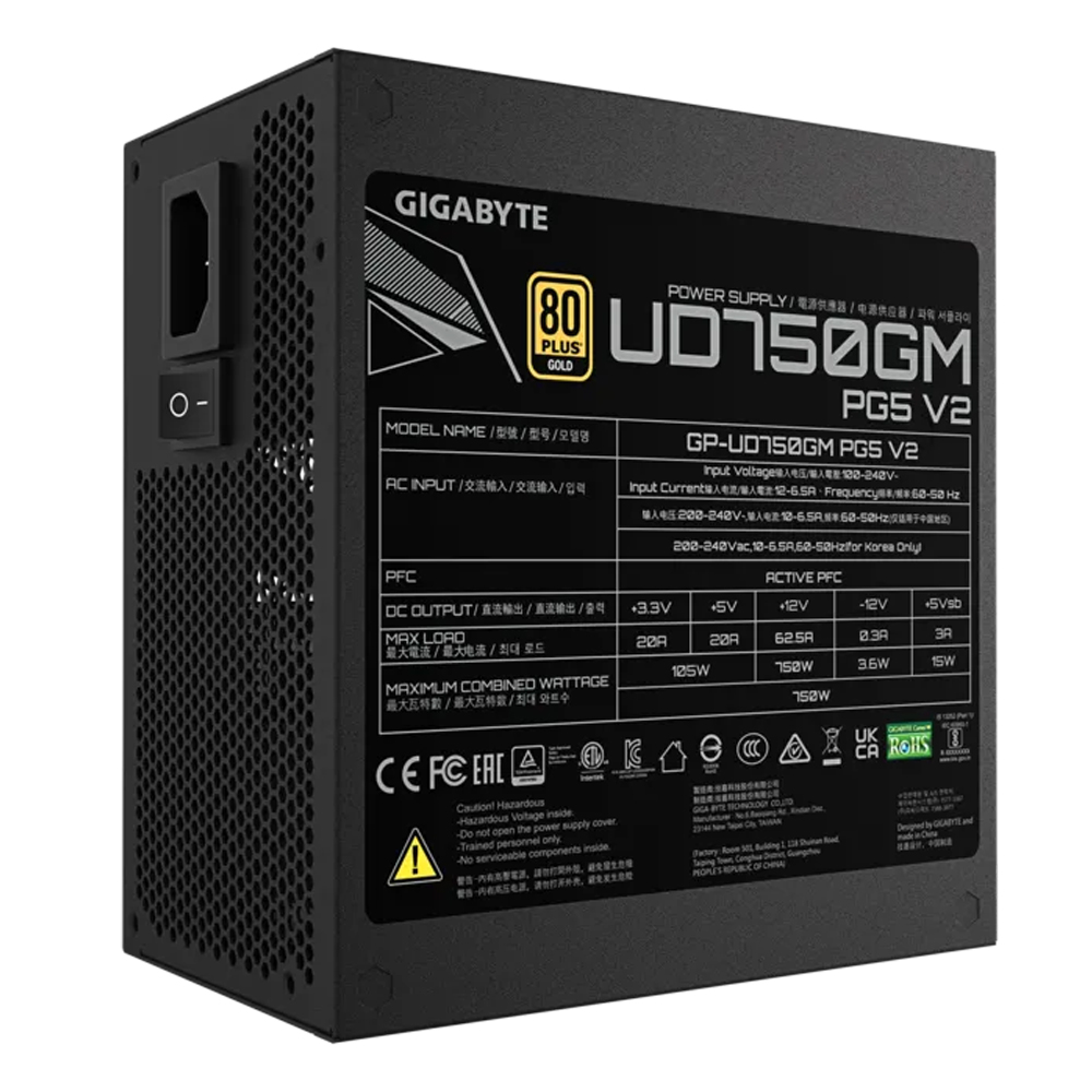 Fuente 750w 80+ Gold Ud Pg5 V2 Fm Gigabyte