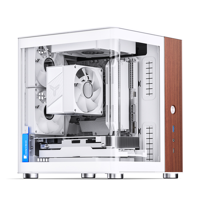 Gabinete Tk-0 White Tg Itx Aluminio Madera Jonsbo