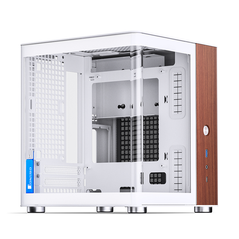 Gabinete Tk-0 White Tg Itx Aluminio Madera Jonsbo