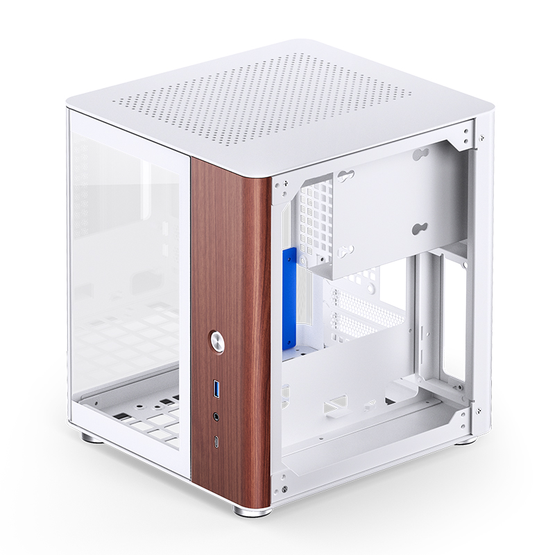 Gabinete Tk-0 White Tg Itx Aluminio Madera Jonsbo
