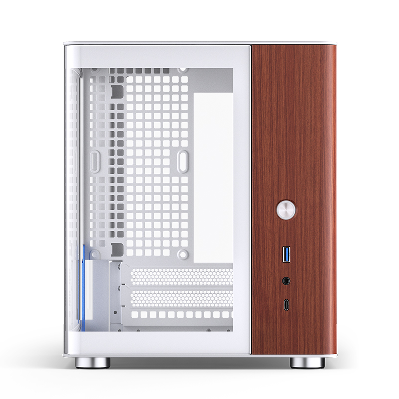 Gabinete Tk-0 White Tg Itx Aluminio Madera Jonsbo