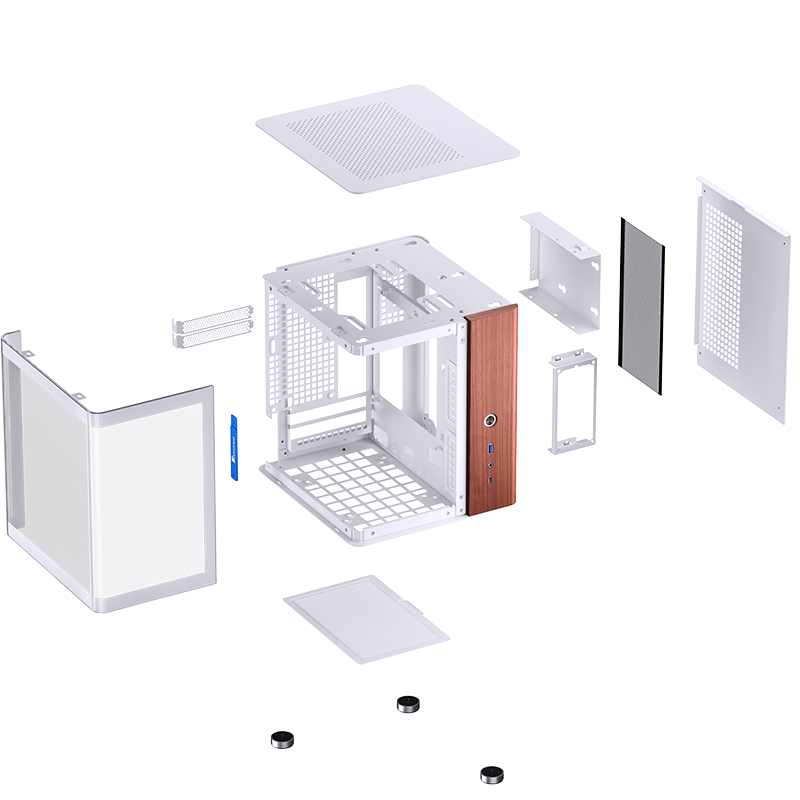 Gabinete Tk-0 White Tg Itx Aluminio Madera Jonsbo