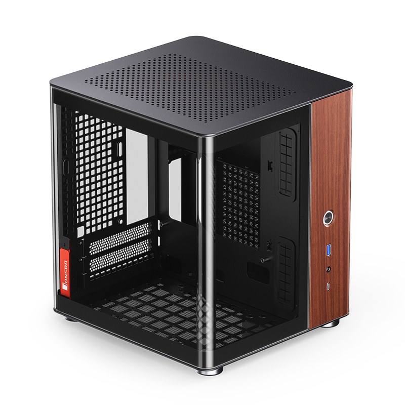 Gabinete Tk-0 Black Tg Itx Aluminio Madera Jonsbo
