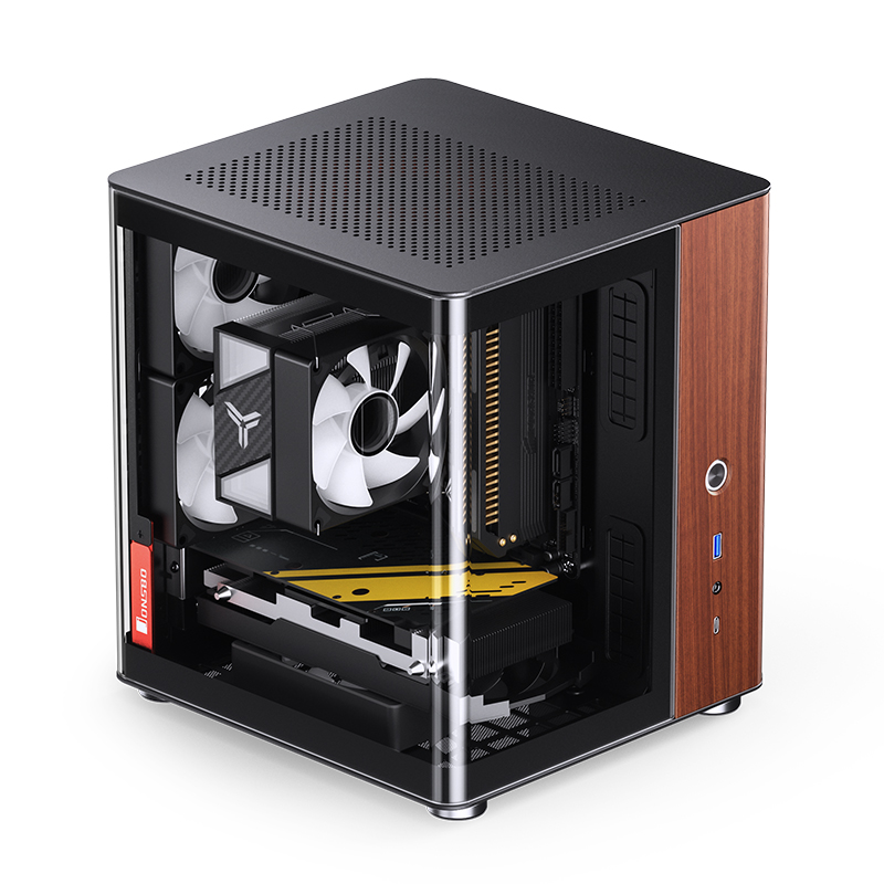 Gabinete Tk-0 Black Tg Itx Aluminio Madera Jonsbo