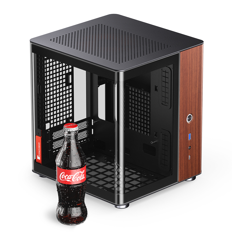 Gabinete Tk-0 Black Tg Itx Aluminio Madera Jonsbo