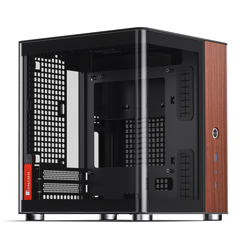 Gabinete Tk-0 Black Tg Itx Aluminio Madera Jonsbo