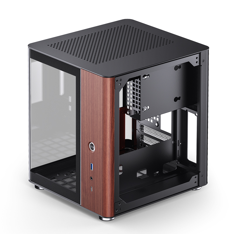 Gabinete Tk-0 Black Tg Itx Aluminio Madera Jonsbo