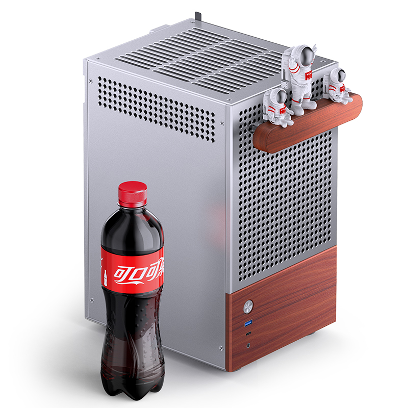 Gabinete T6 Silver Tg Itx Aluminio Madera Jonsbo