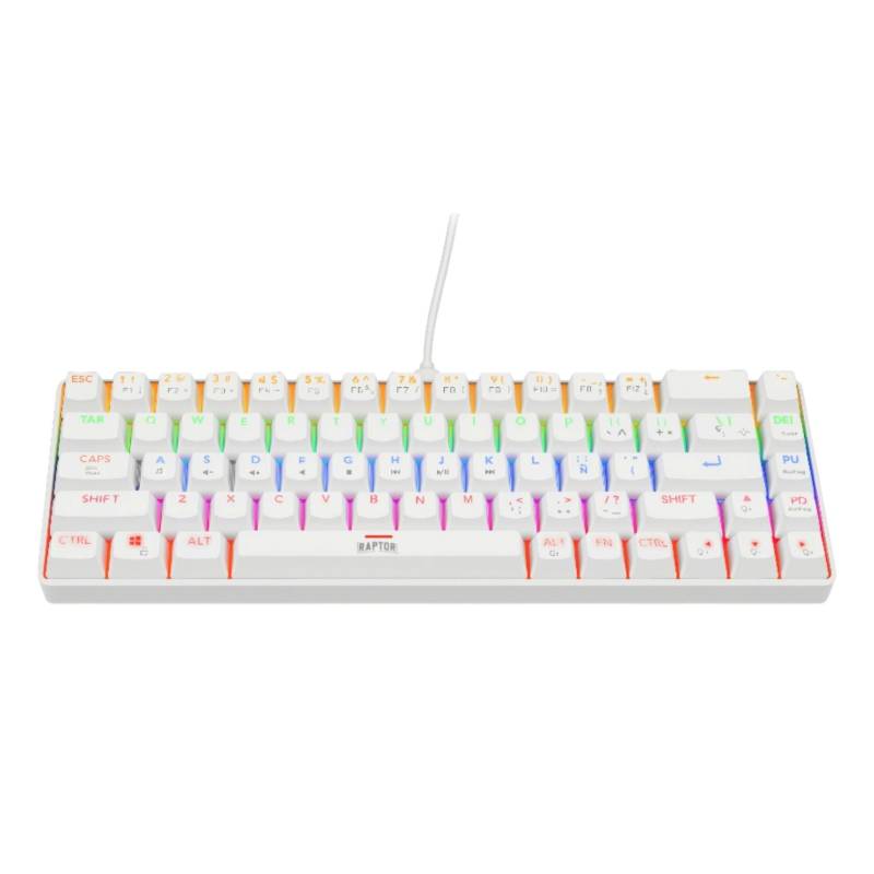 Teclado Raptor Fireclaw M68 Mecanico Retroiluminado Sw Red Outemu White