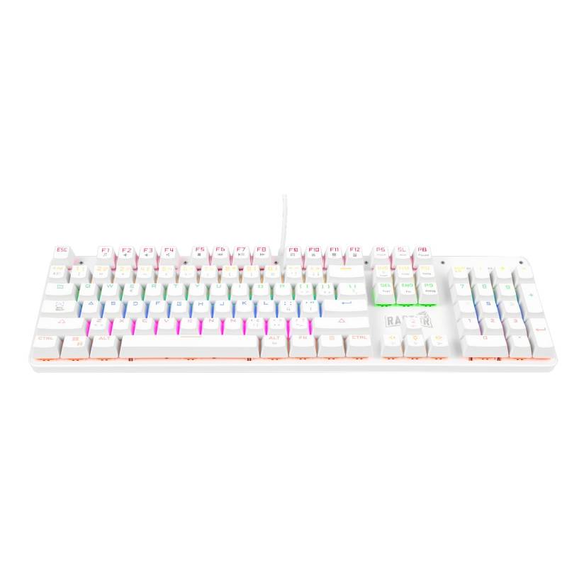 Teclado Raptor Fireclaw M104 Mecanico Retroiluminado Switch Red Outemu White