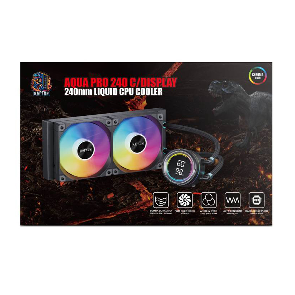 Water Cooling Aqua Pro 240 Display 2x Argb Black Raptor