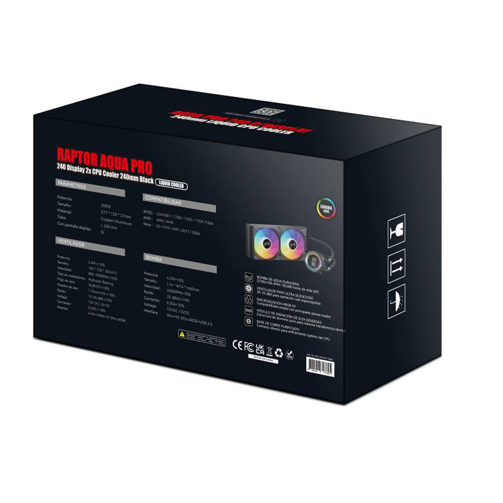 Water Cooling Aqua Pro 240 Display 2x Argb Black Raptor