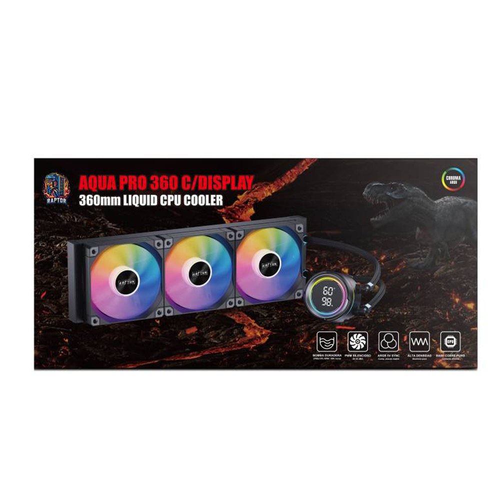 Water Cooling Aqua Pro 360 Display 3x Argb Black Raptor
