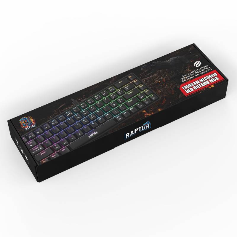 Teclado Raptor Fireclaw M68 Mecanico Retroiluminado Sw Red Outemu