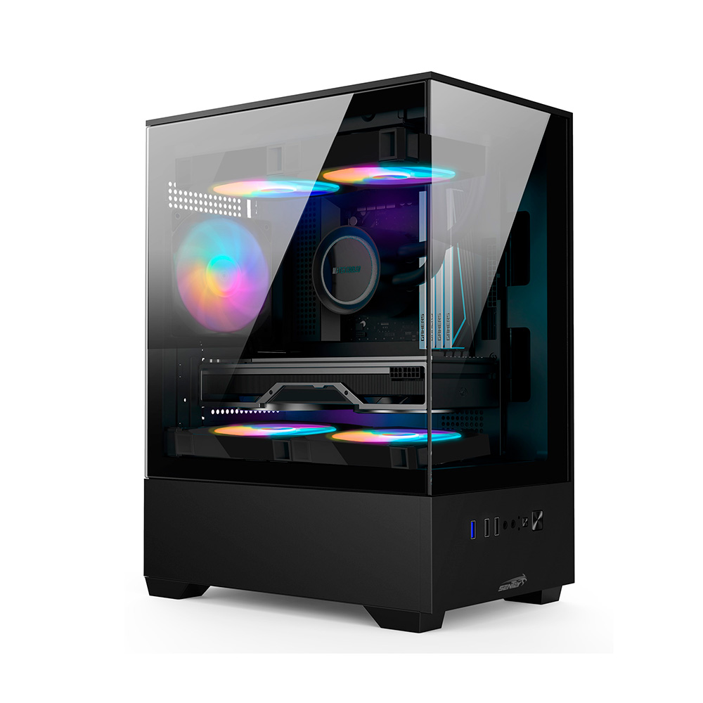 Gabinete H11 6110-sf Black Tg Fans X5 Frgb Sentey