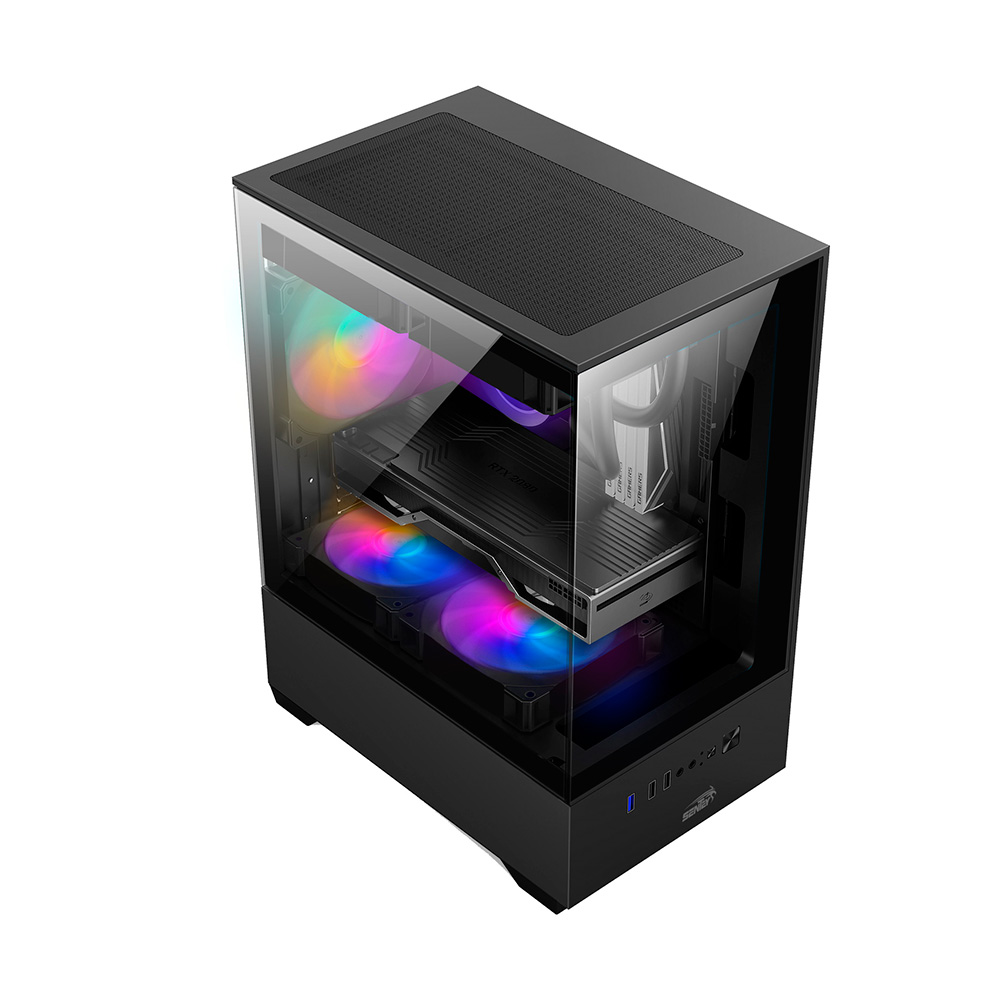 Gabinete H11 6110-sf Black Tg Fans X5 Frgb Sentey