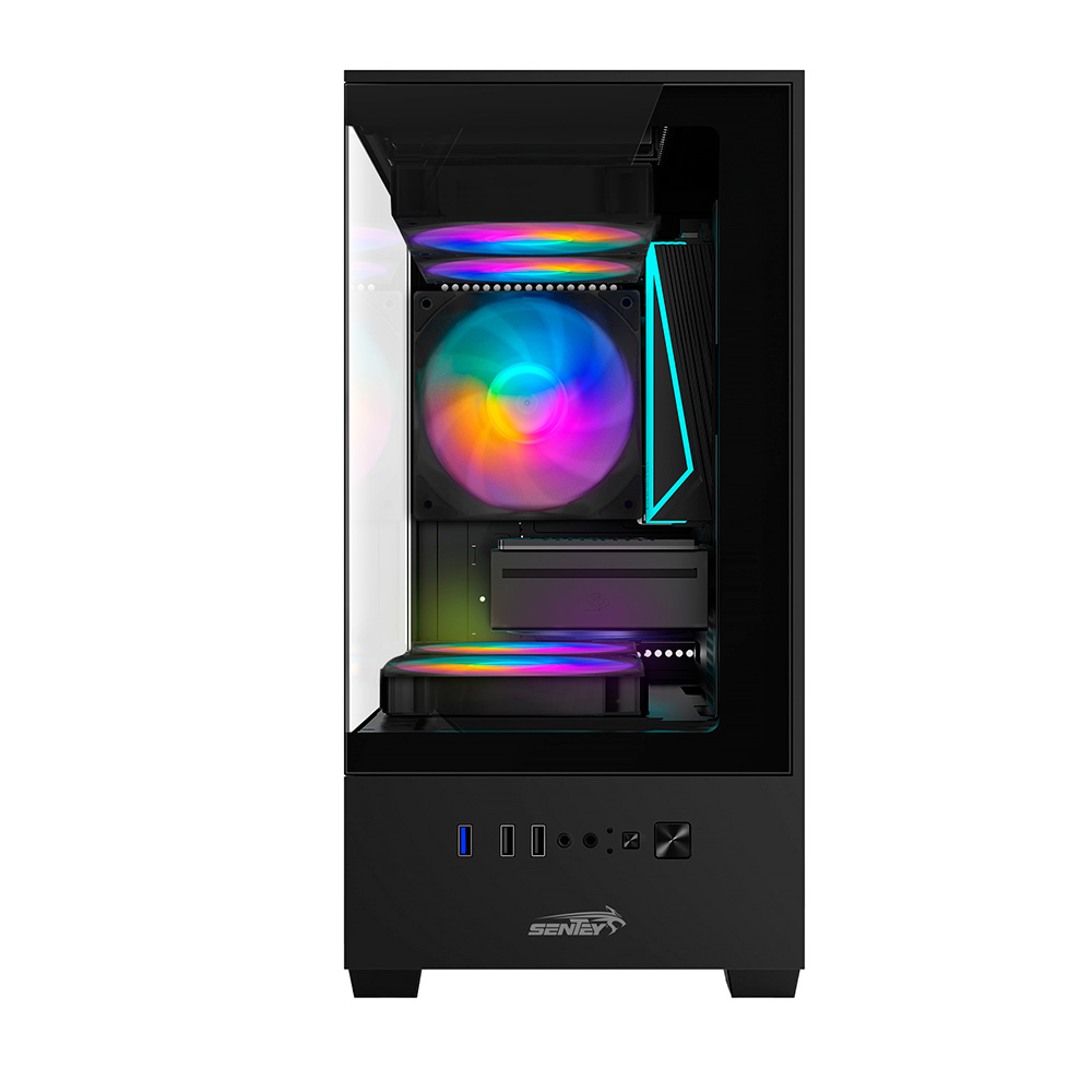 Gabinete H11 6110-sf Black Tg Fans X5 Frgb Sentey