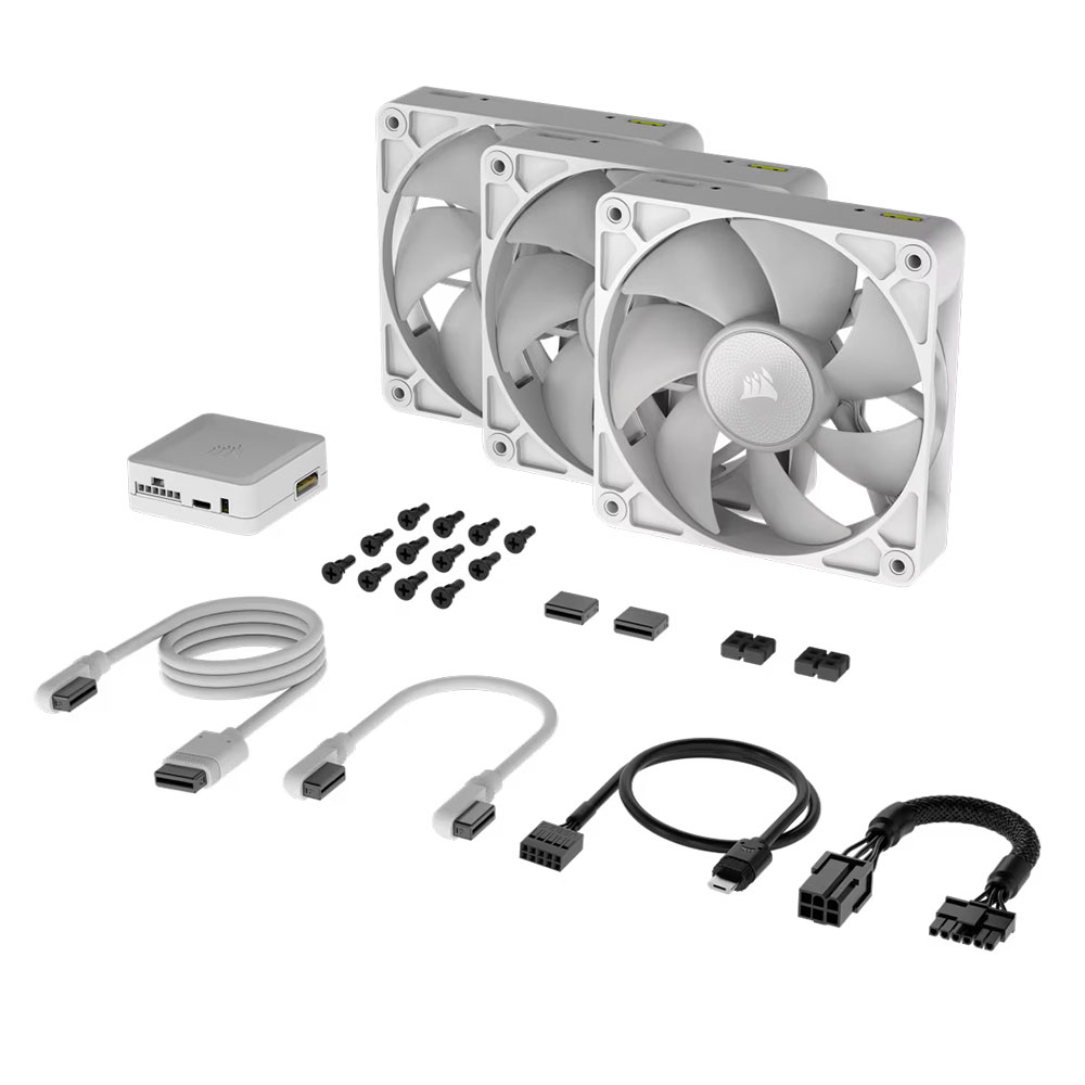 Cooler Fan Icue Link Rx120 Rgb 120mm Pack 3 White Corsair