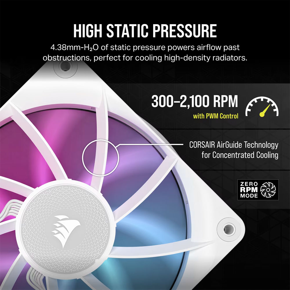 Cooler Fan Icue Link Rx120 Rgb 120mm Pack 3 White Corsair