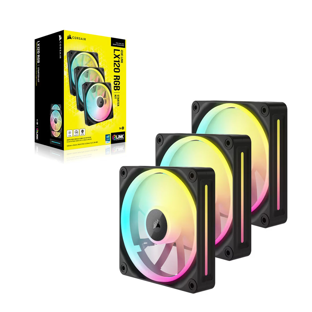Cooler Fan Icue Link Lx120 Rgb 120mm Pack 3 Black Corsair