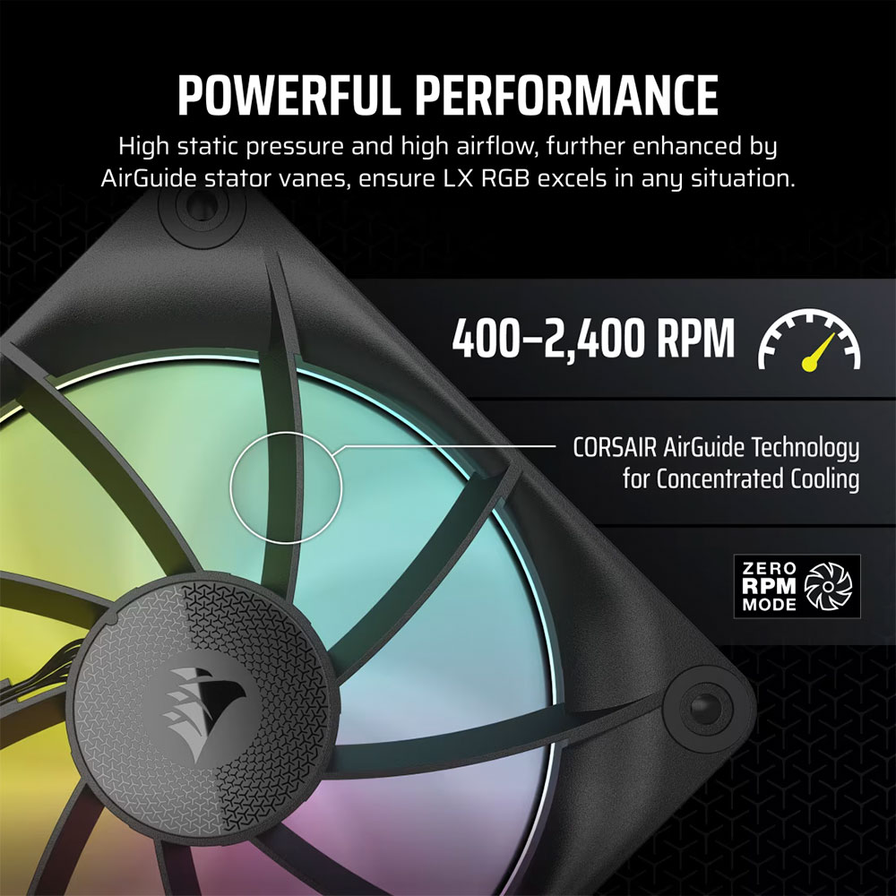 Cooler Fan Icue Link Lx120 Rgb 120mm Pack 3 Black Corsair