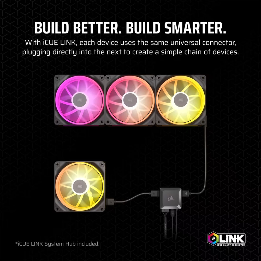 Cooler Fan Icue Link Lx120 Rgb 120mm Pack 3 Black Corsair