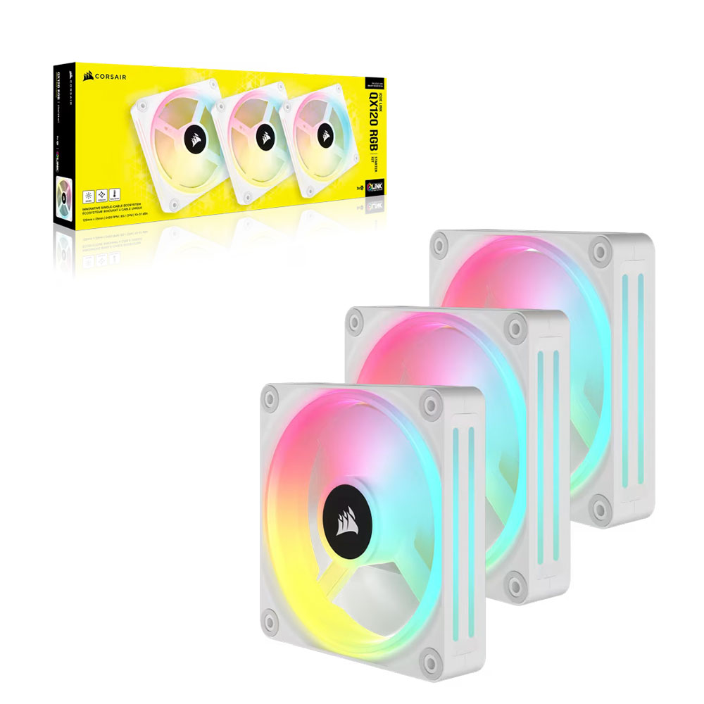 Cooler Fan Icue Link Qx120 Rgb 120mm Pack 3 White Corsair