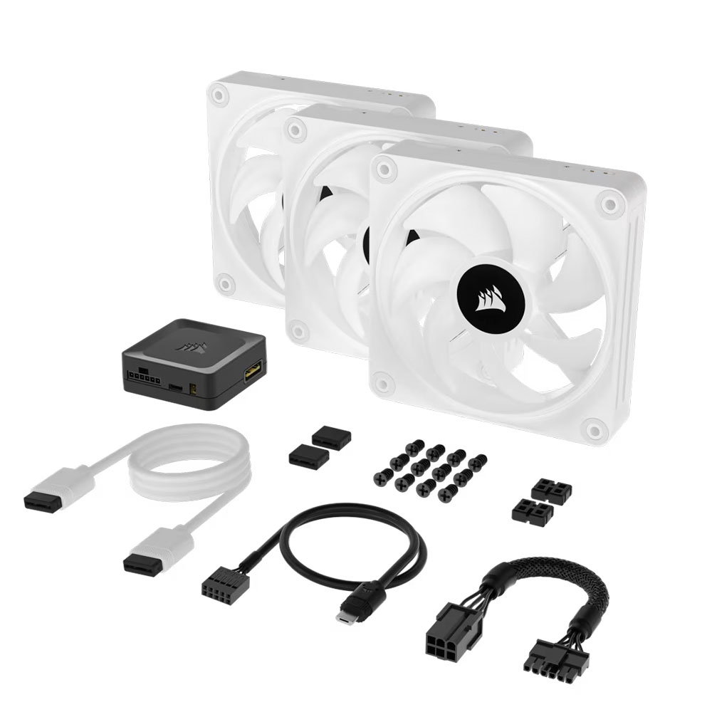 Cooler Fan Icue Link Qx120 Rgb 120mm Pack 3 White Corsair