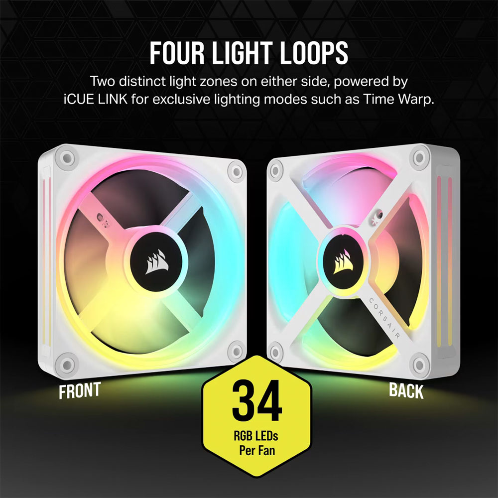 Cooler Fan Icue Link Qx120 Rgb 120mm Pack 3 White Corsair