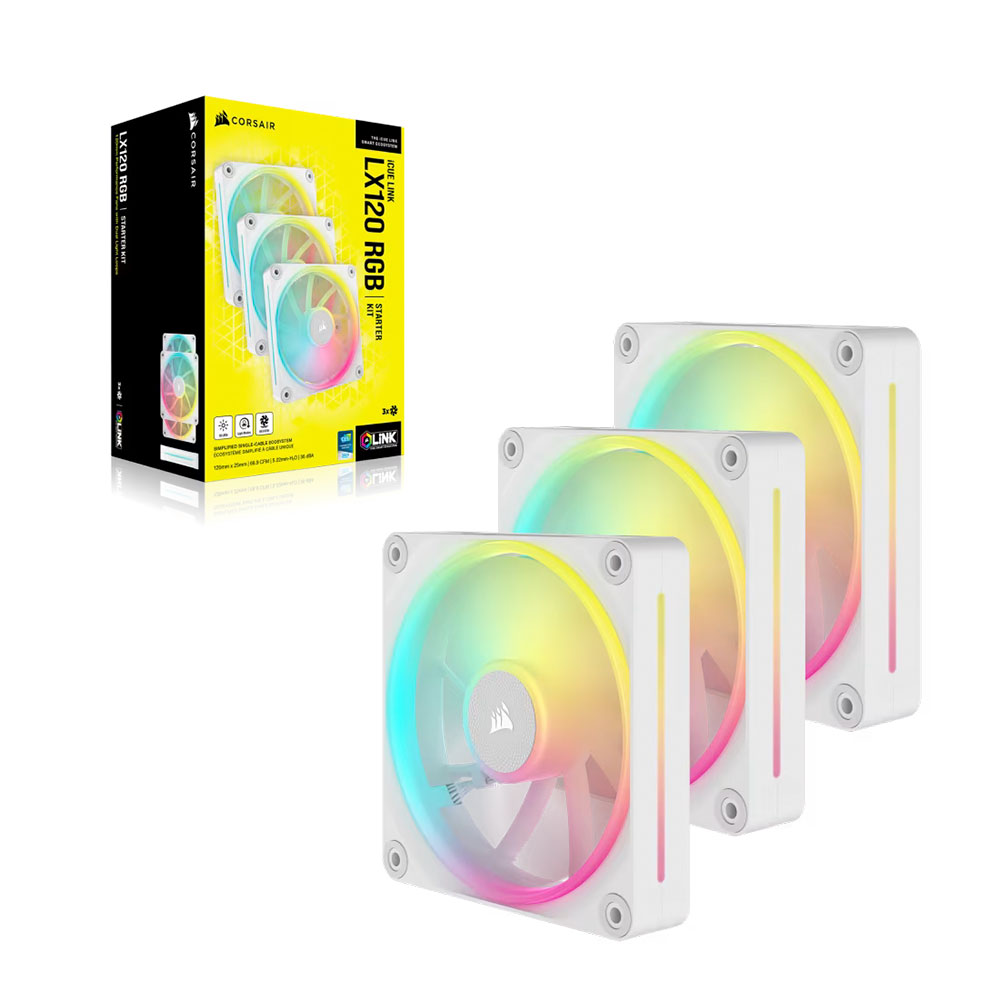 Cooler Fan Icue Link Lx120 Rgb 120mm Pack 3 White Corsair