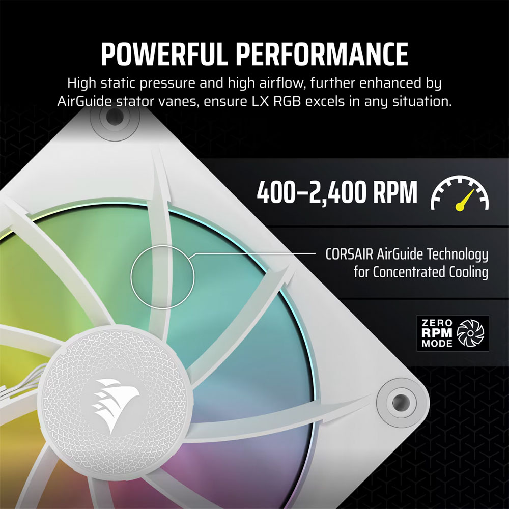Cooler Fan Icue Link Lx120 Rgb 120mm Pack 3 White Corsair