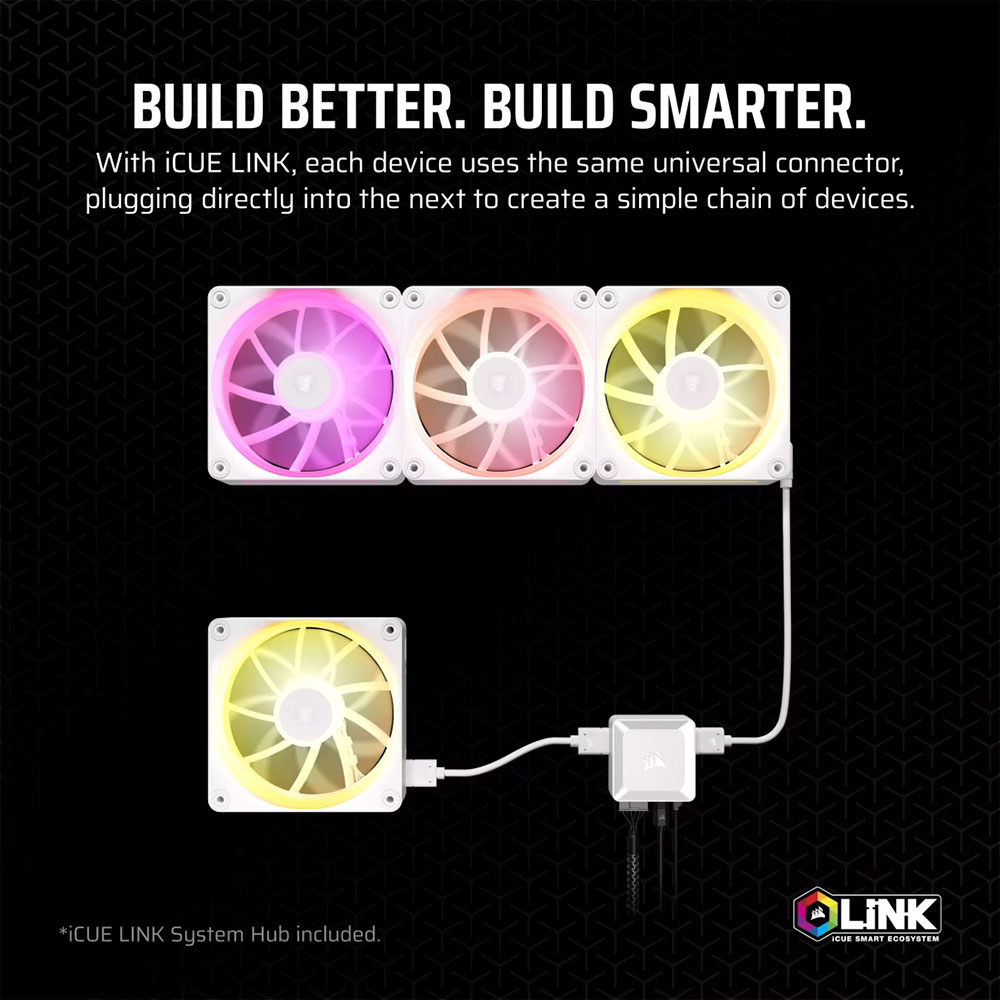 Cooler Fan Icue Link Lx120 Rgb 120mm Pack 3 White Corsair