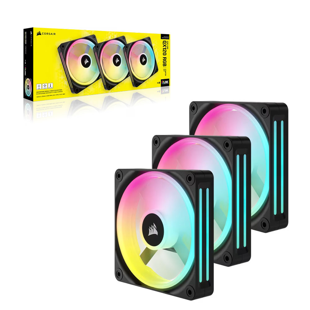 Cooler Fan Icue Link Qx120 Rgb 120mm Pack 3 Black Corsair