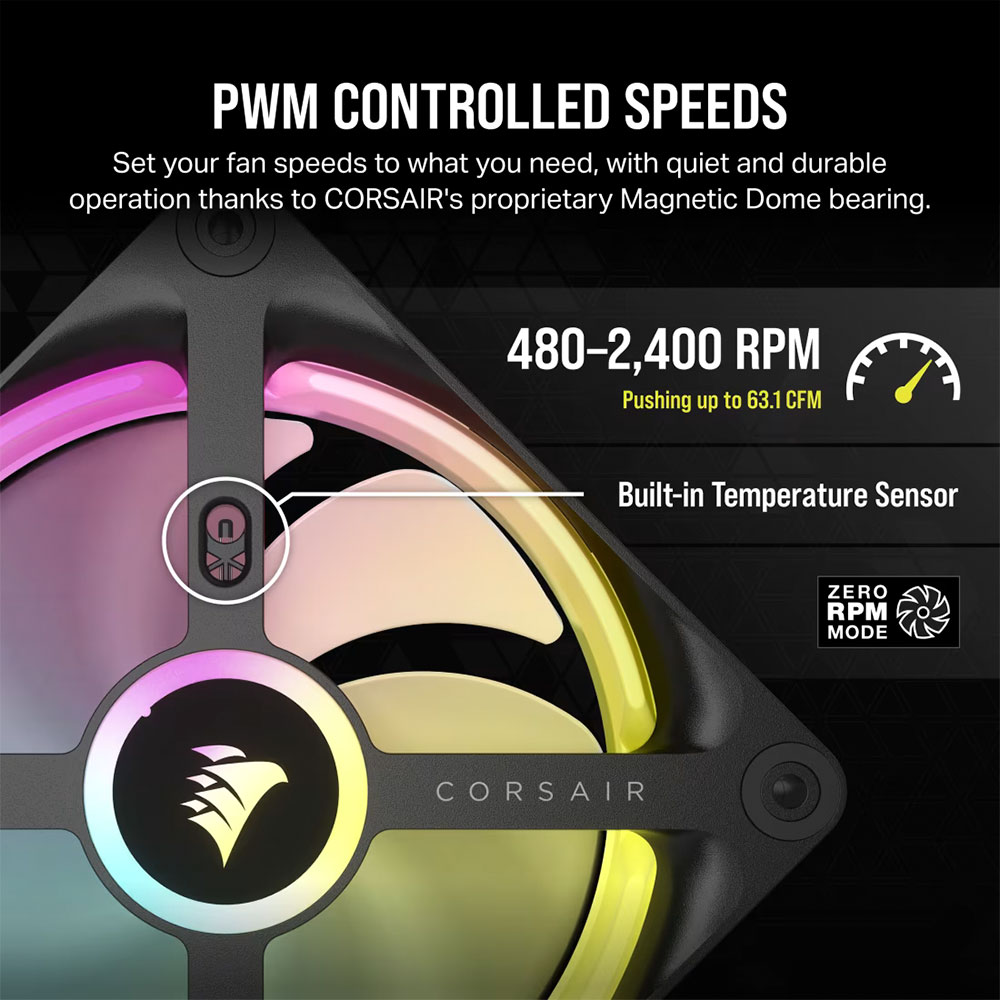 Cooler Fan Icue Link Qx120 Rgb 120mm Pack 3 Black Corsair