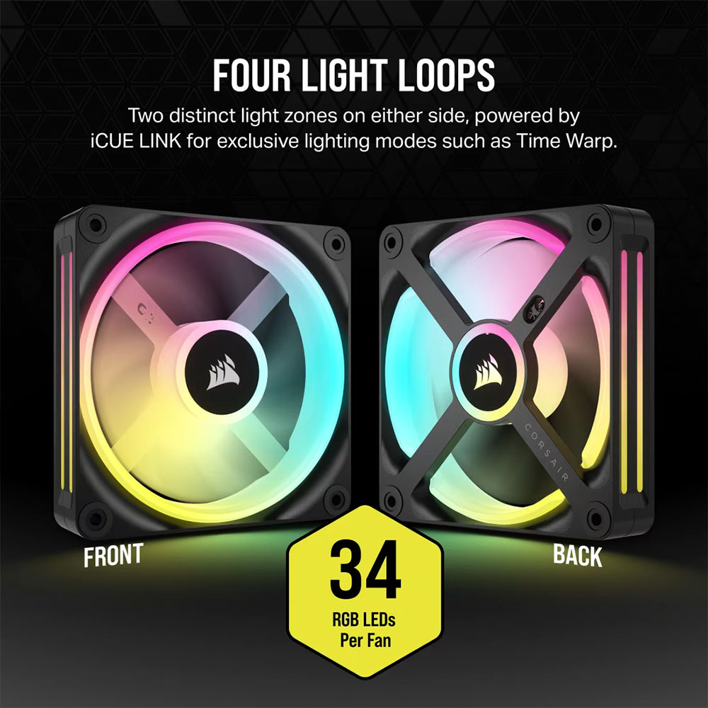 Cooler Fan Icue Link Qx120 Rgb 120mm Pack 3 Black Corsair