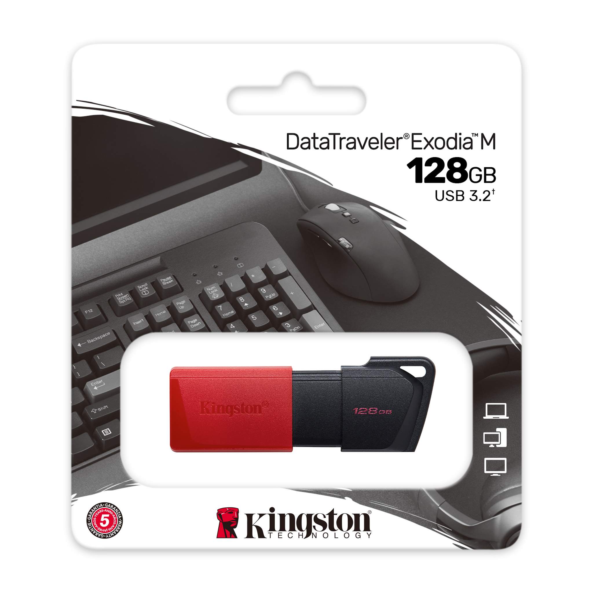 Pendrive 128gb Datatraveler Exodia M Usb Red Kingston