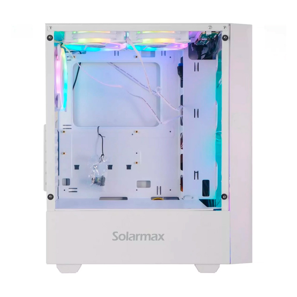 Gabinete Cm-5920 Mesh Tg Fan X6 Rgb White Solarmax
