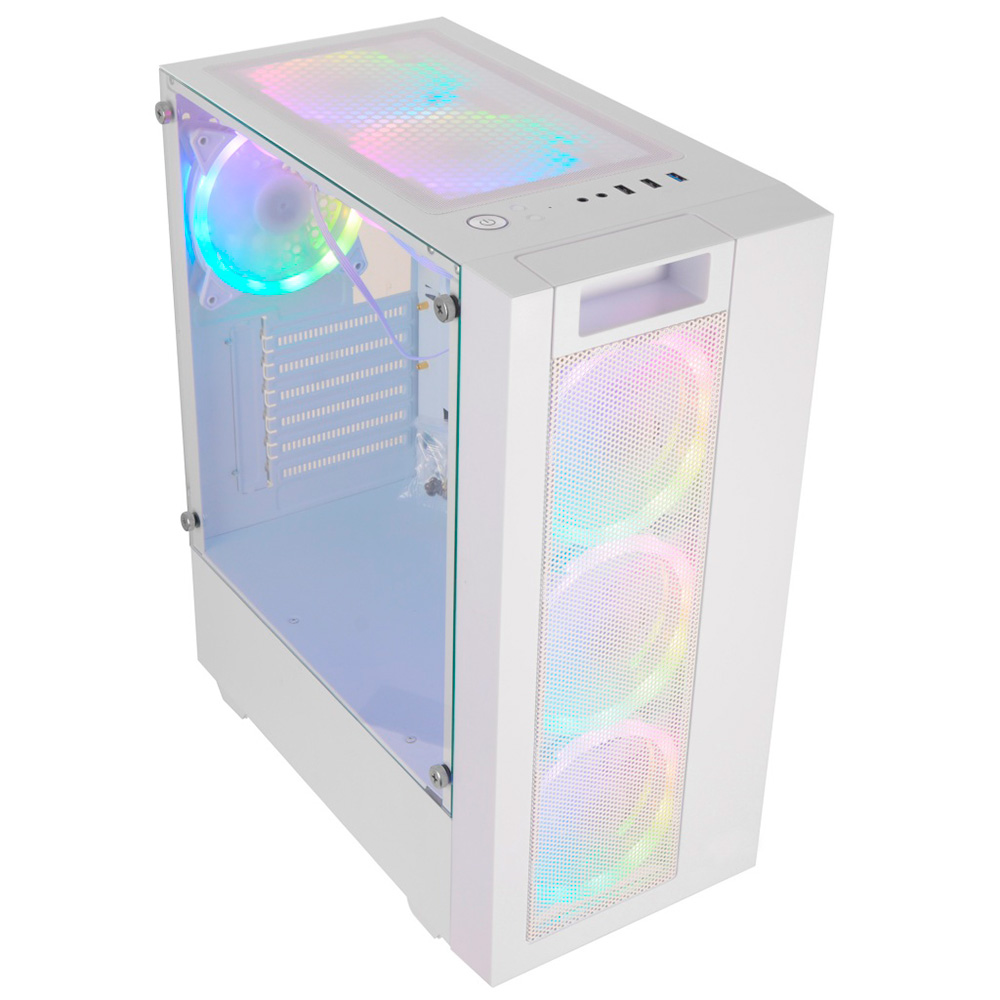 Gabinete Cm-5920 Mesh Tg Fan X6 Rgb White Solarmax