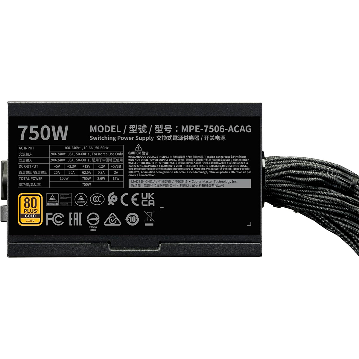 Fuente 750w 80+ Gold Mwe V3 Pcie 5.1 Cooler Master
