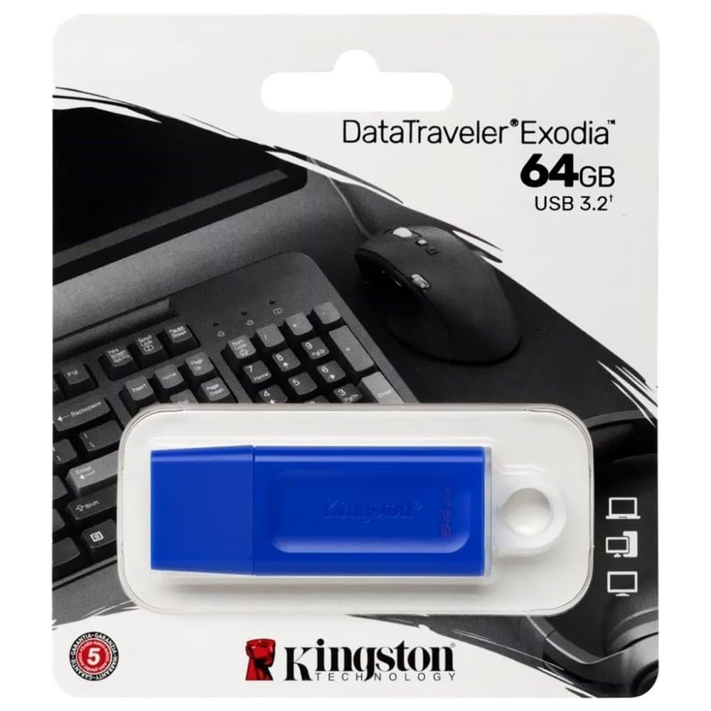 Pendrive 64gb Datatraveler Exodia Azul Usb 3.2 Kingston