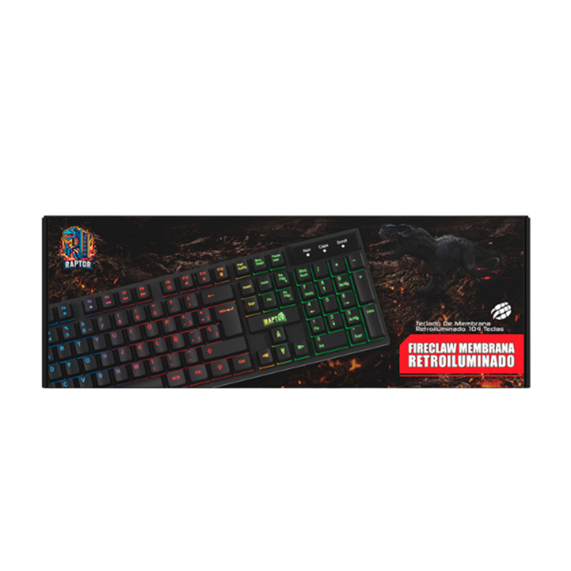 Teclado Raptor Fireclaw M1 Membrana Rainbow 7 Colores