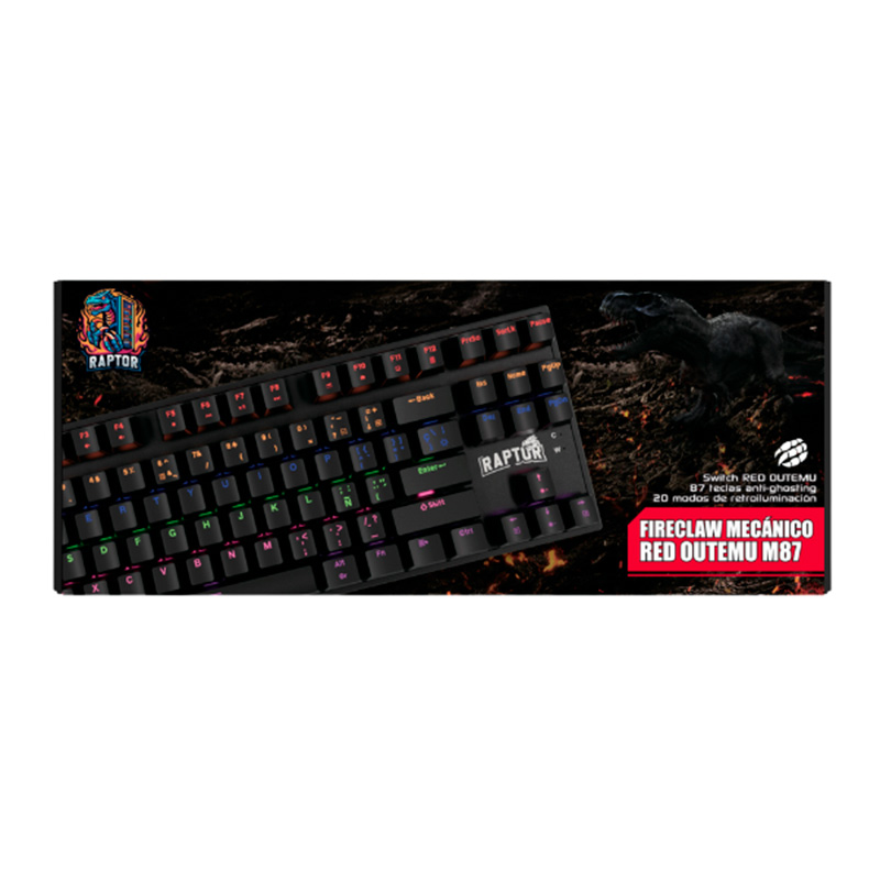 Teclado Raptor Fireflaw M87 Mecanico Retroiluminado Switch Red Outemu