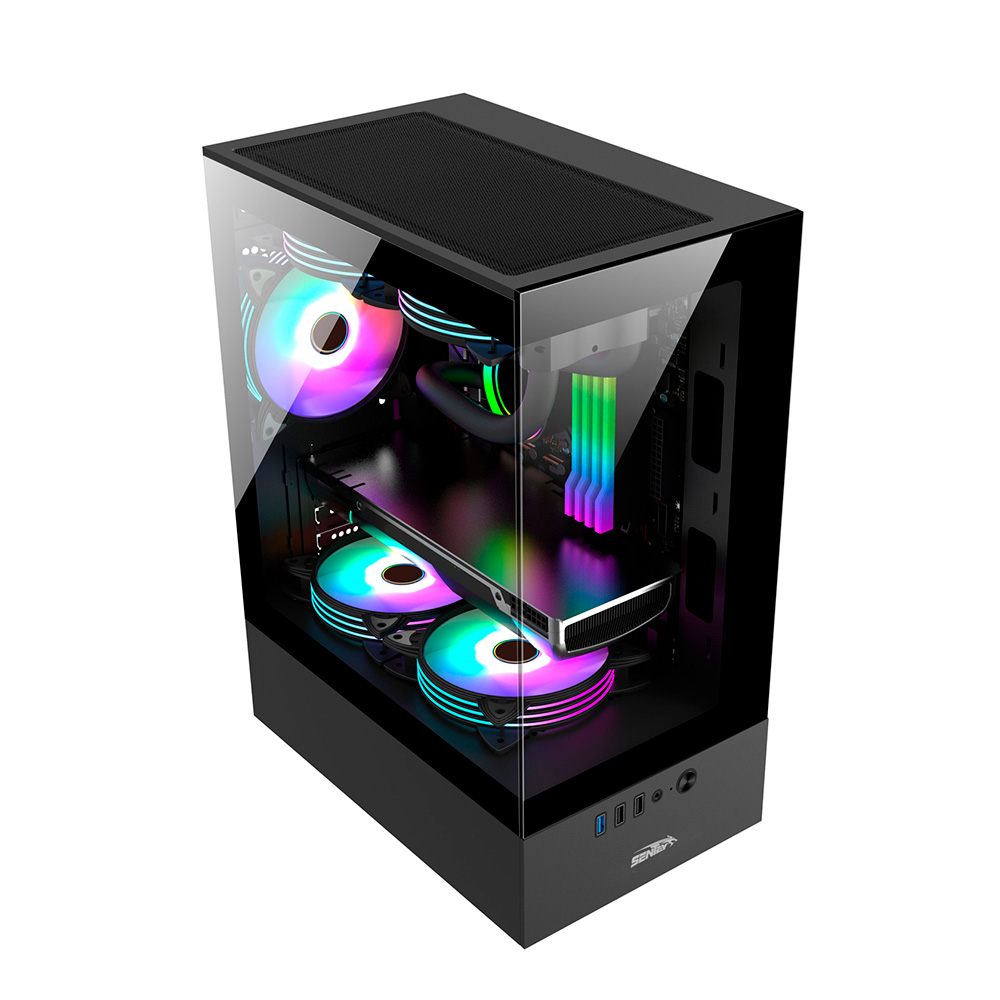 Gabinete H10 Black Tg Fans X5 Argb Sentey