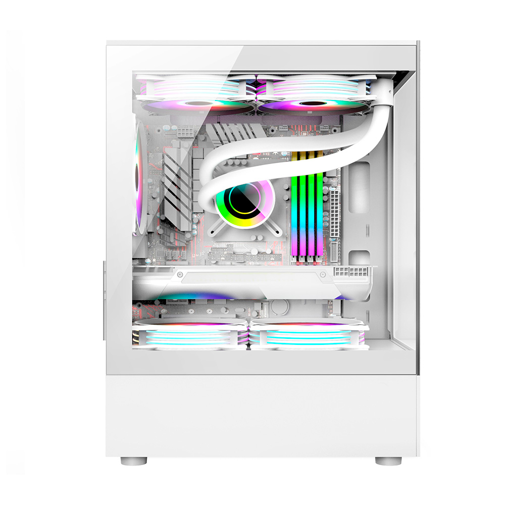 Gabinete H10 White Tg Fans X5 Argb Sentey