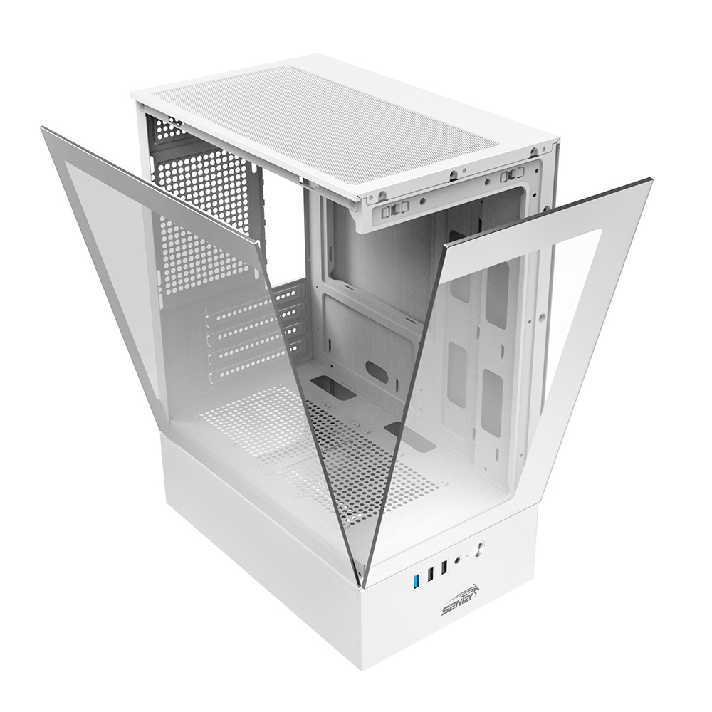 Gabinete H10 White Tg Fans X5 Argb Sentey