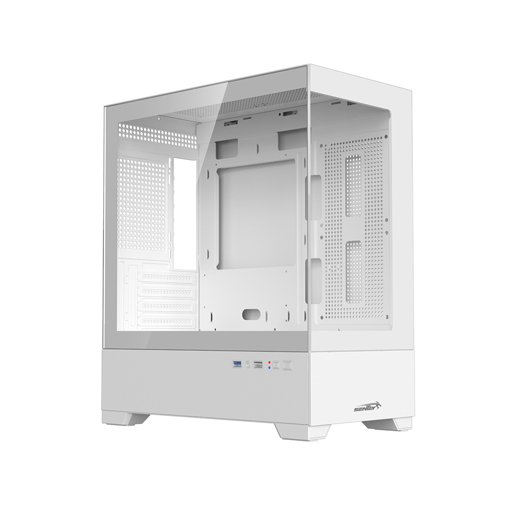 Gabinete H30 White Tg Fan X5 Argb Sentey