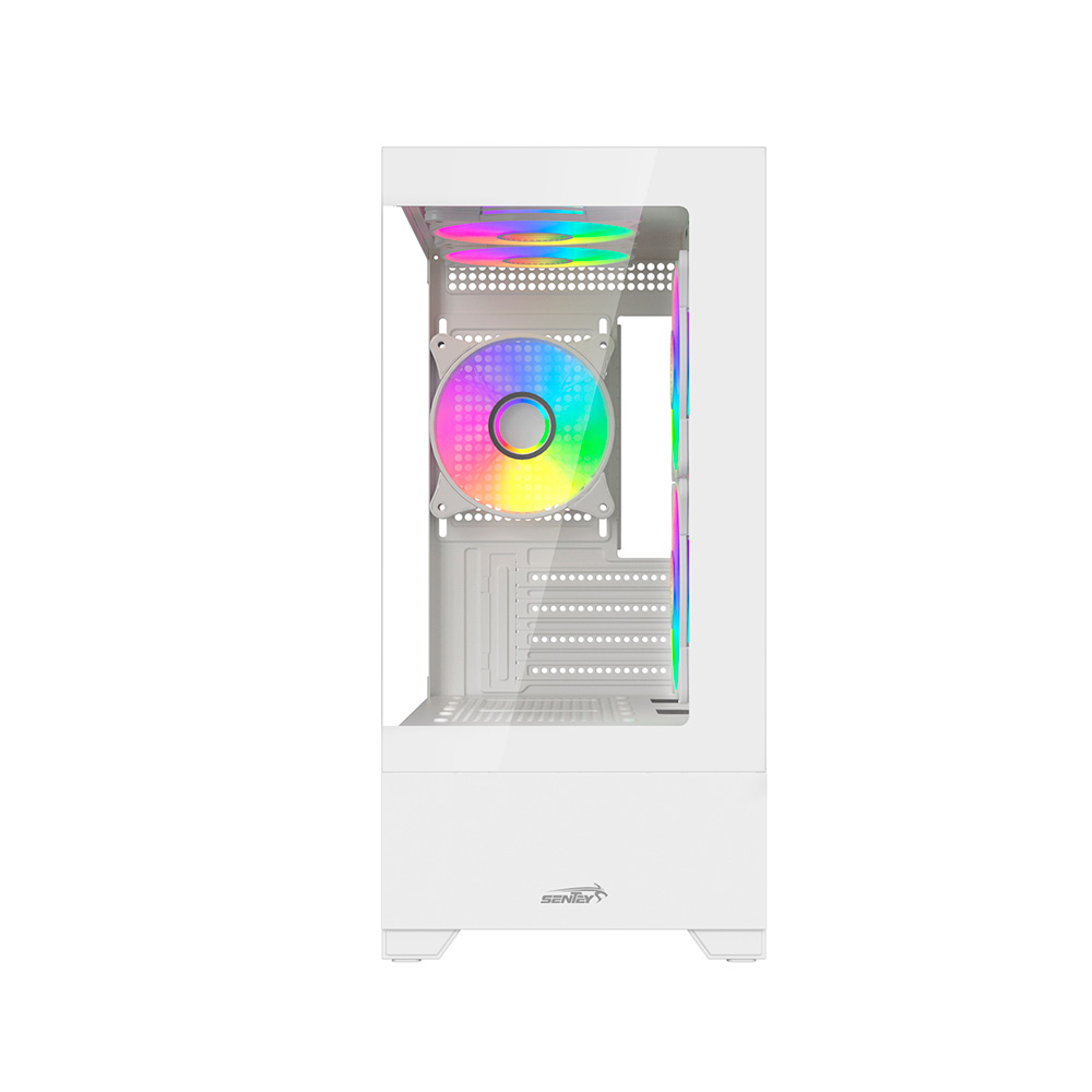 Gabinete H30 White Tg Fan X5 Argb Sentey