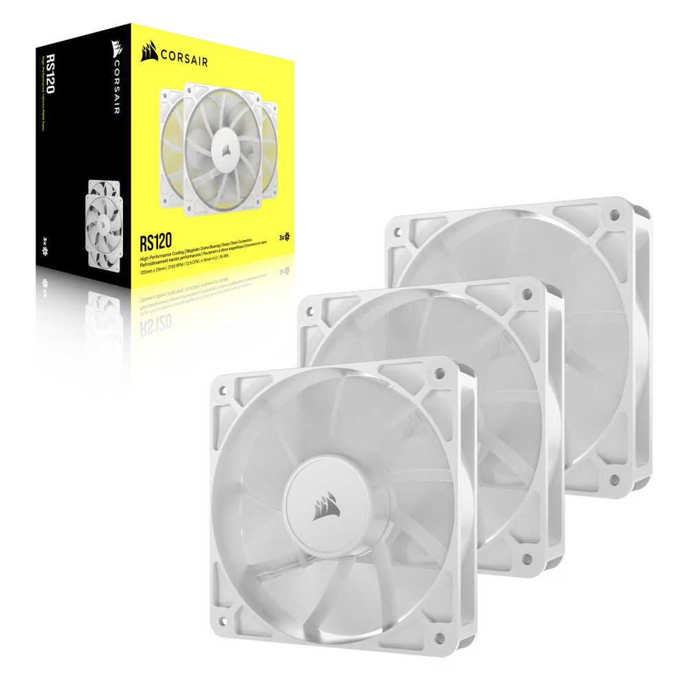 Cooler Fan Rs120 120mm Pwm White Pack 3 Corsair
