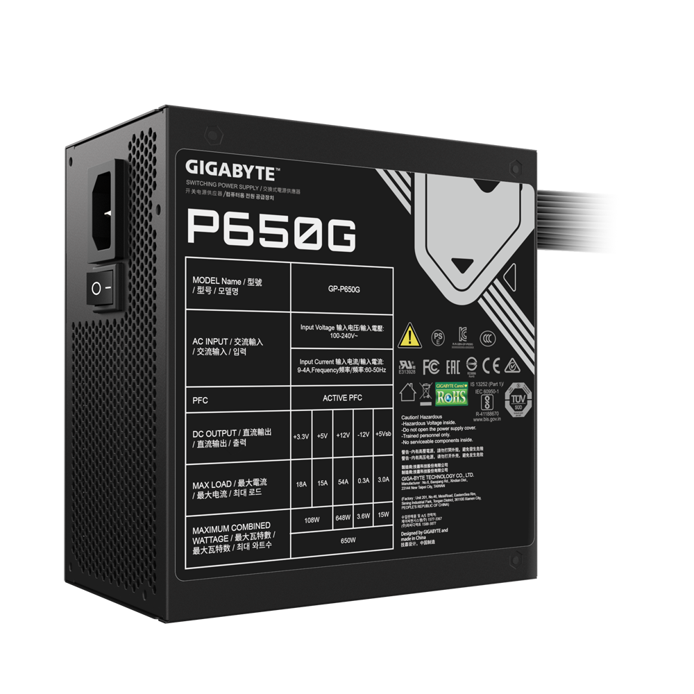 Fuente 650w 80+ Gold P650g Gigabyte