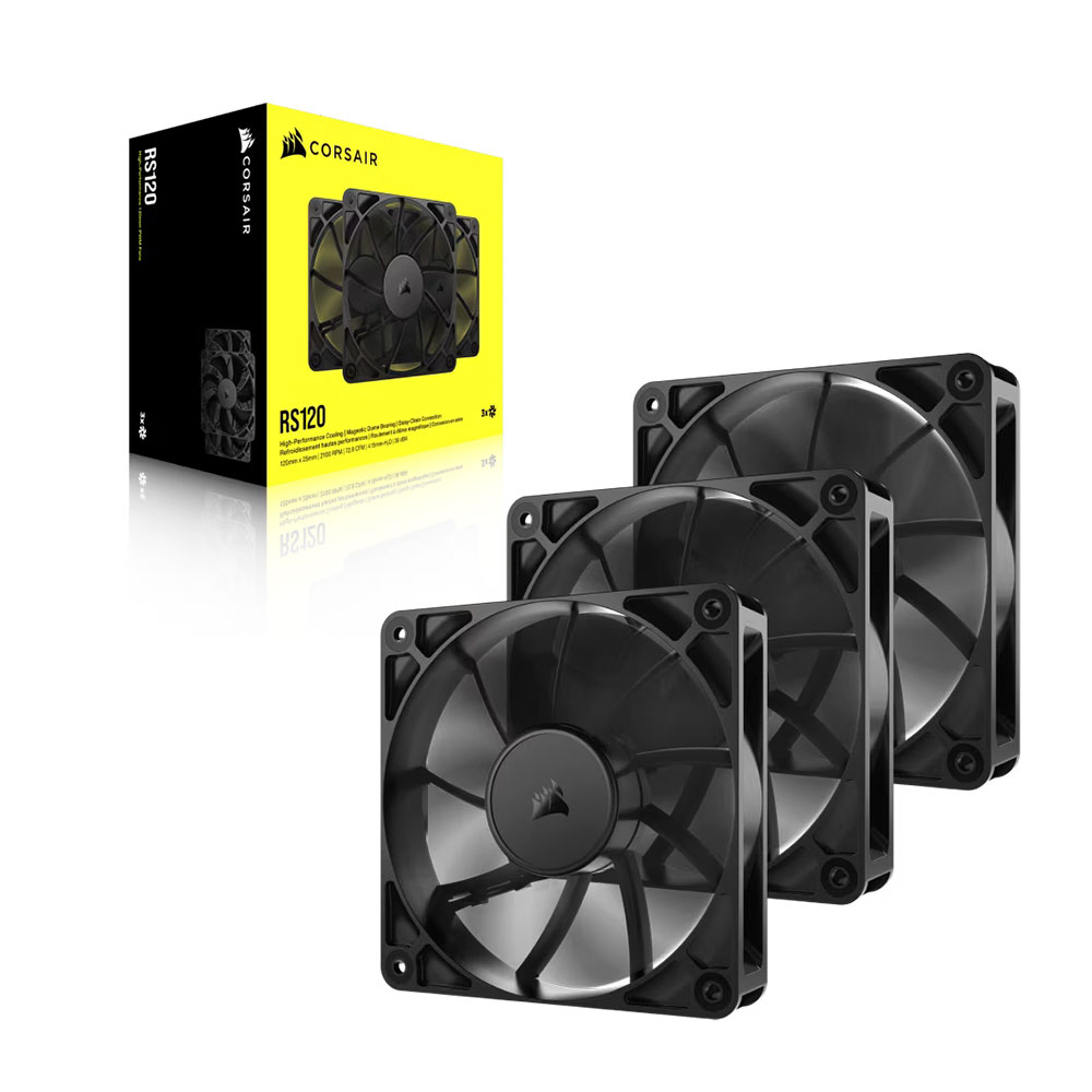 Cooler Fan Rs120 120mm Pwm Black Pack 3 Corsair
